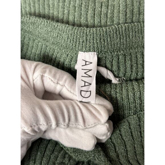 Anthropologie Dress Medium Womens AMADI Green Knit Ribbed Backless Midi Maxi - Picture 7 of 8